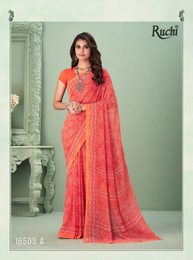 Ruchi Raga Wholesale Daily Wear Georgette Printed Sarees Catalog